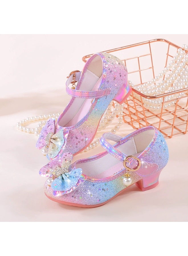 general Crystal Princess shoes, fashionable girl shoes, shiny girl formal shoes, little girl/grown-up Jada children's shoes, flower girl shoes for weddings, birthday parties and ball events, sequined closed-toe sandals, laced children's school shoes, low-heeled shoes - Image 1