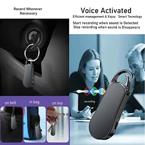 RENMAX® Digital Voice Recorder MP3 Player Key Chain Metal Body Rechargeable Voice Activated Recording 32GB Black - 1Pc - Image 4