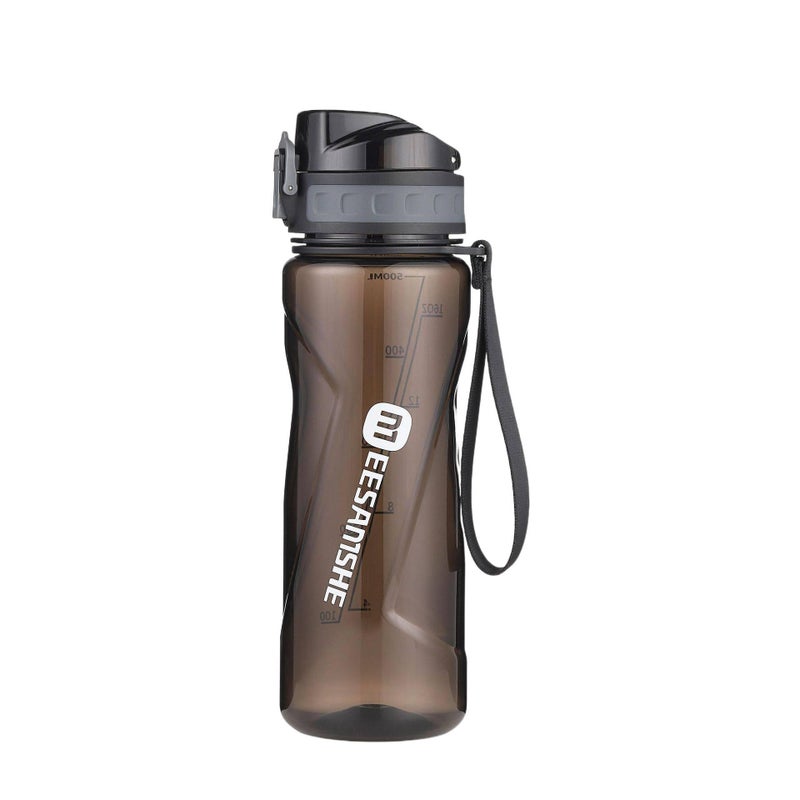 قارورة مياه رياضية باللون الأسود - 650 ml مع مقبض بمقبض سهل الحمل للرحلات اليومية لترتيب الأغراض للاستخدام العملي - Image 1