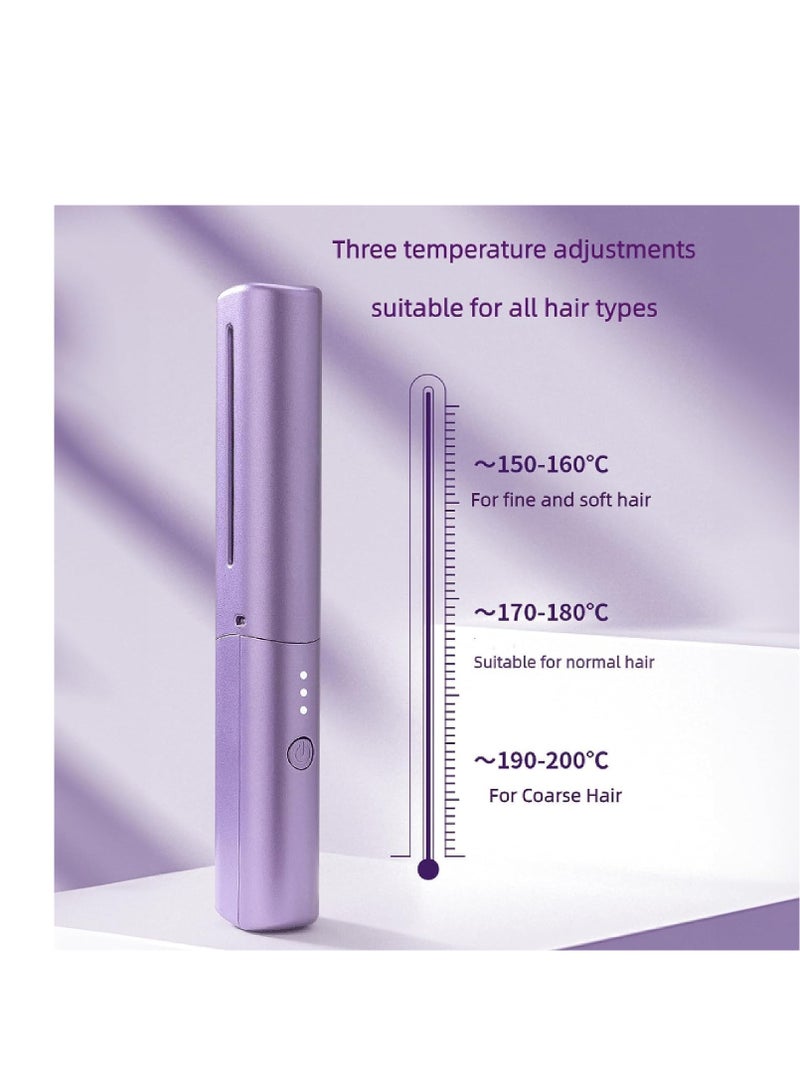 مشط شعر صغير لاسلكي قابل لإعادة الشحن فرشاة شعر بالأيونات السالبة مضادة للحرق فرشاة للعناية بالشعر من السيراميك فرشاة تمليس الشعر الرطب والجاف أرجواني - Image 5