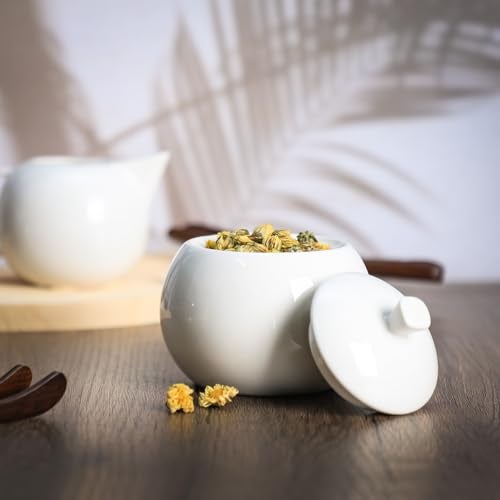 Bicuzat Pure White Porcelain Sugar Bowl and Creamer Set with Lid Creamer Serving Set Coffee Serving Set-10 OZ - Image 5