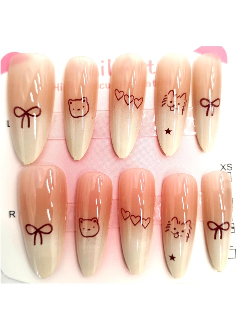 Press-on Nails Solid Glue Full Coverage Short Square Fake Nails Tips for Women and Girls Daily Wear