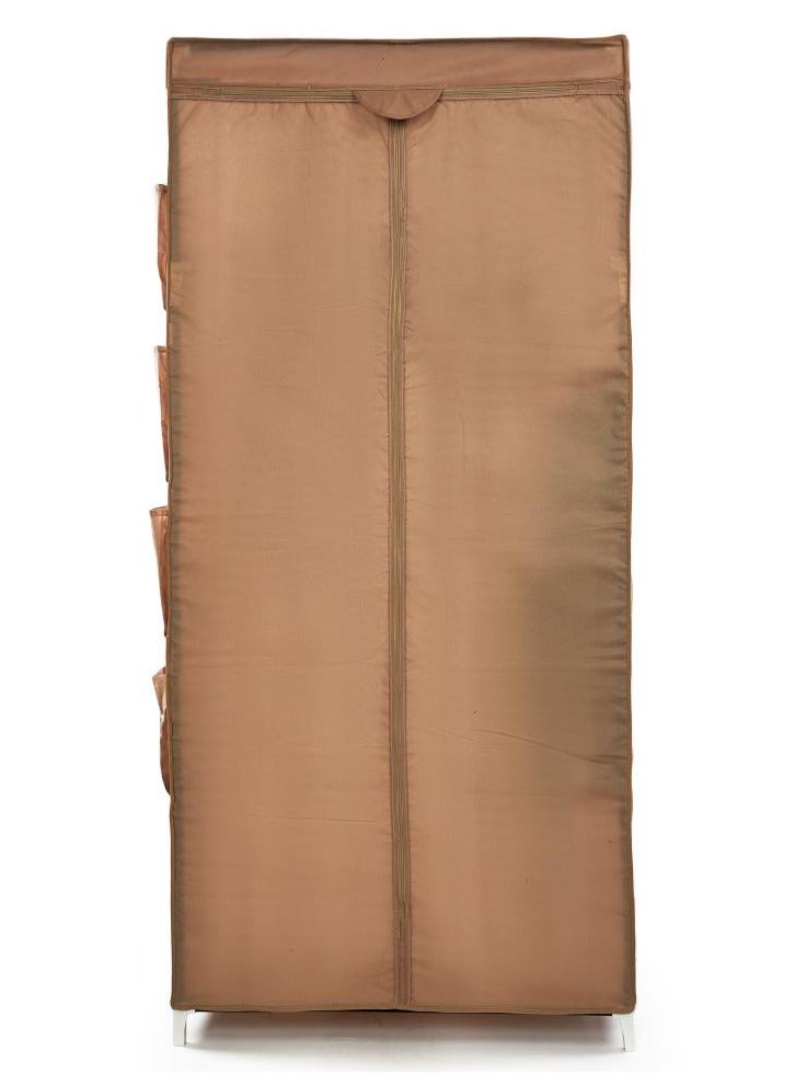 تى تى تى بى  ذا بروفيشنالز تشويس دولاب تخزين ملابس من هيكل معدنى و غطاء من القماش بتصميم قابل للطى من رف و حامل لتعليق الشماعات و عدد 12 جيب تخزين جانبى مقاس 75*50*160 سم لون بيج - Image 3