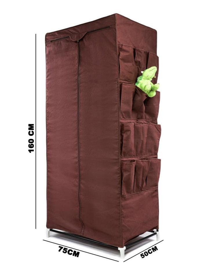 FOLDABLE NON-WOVEN WARDROBE WITH SHELF AND A HANGING BAR AND TWELVE SIDE POCKETS. SIZE 75X50X160 CM - BEIGE COLOR - pzsku/ZD68D4A24B2909DC81C5EZ/45/_/1715515610/08f23e31-b7e1-431a-8b6b-422bb3258eba