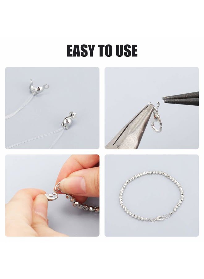 WILLBOND 450 Pieces Jewelry Making Accessories Set Includes 200 Pieces Bead Tips Knot Covers 200 Pieces Open Jump Ring Connectors and 50 Pieces Lobster Claw Clasps for DIY Jewelry Crafts Making (Silver) - Image 5