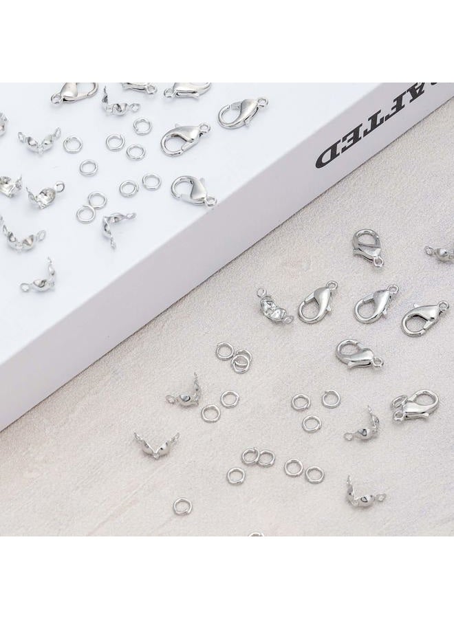 WILLBOND 450 Pieces Jewelry Making Accessories Set Includes 200 Pieces Bead Tips Knot Covers 200 Pieces Open Jump Ring Connectors and 50 Pieces Lobster Claw Clasps for DIY Jewelry Crafts Making (Silver) - Image 3