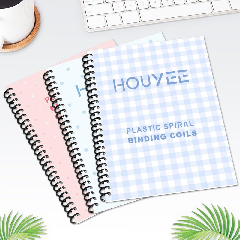 HOUYEE Store 100 حزمة من لفائف الربط البلاستيكية الحلزونية، 8 مم (5/16"), سعة 40 ورقة، 4:1 تباعد، 48 حلقة، لحجم الرسالة (أسود) - Image 5