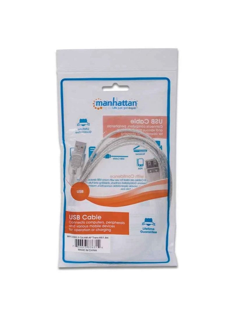 Manhattan Hi-Speed USB Extension Cable 336314 - Type-A Male to Type-A Female - 1.8 m (6 ft.) - Translucent Silver - Image 2