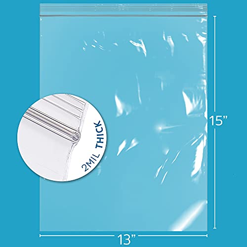 GPI - 2 Gallon Zip Bags, 13" x 15" Large Reclosable Lock Zip Bags, Clear Plastic Zipper Storage Bags with Zip Top Lock for Freezer, Clothing, Food, Documents & Supplies - 100 Count - Image 2