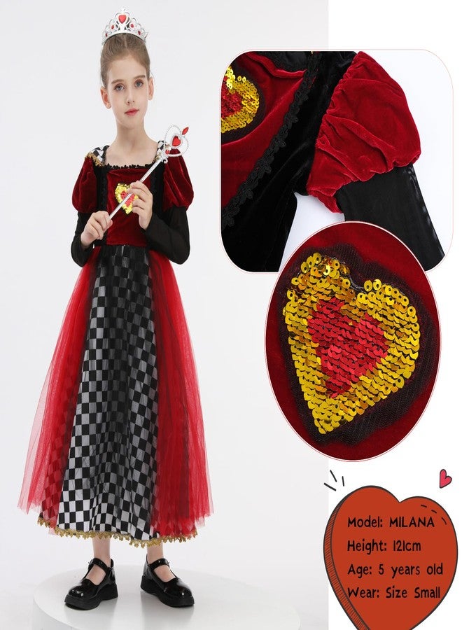 NSPSTT Royal Red Queen Costume for Girl Halloween Dress Queen of Hearts Costume - Image 4
