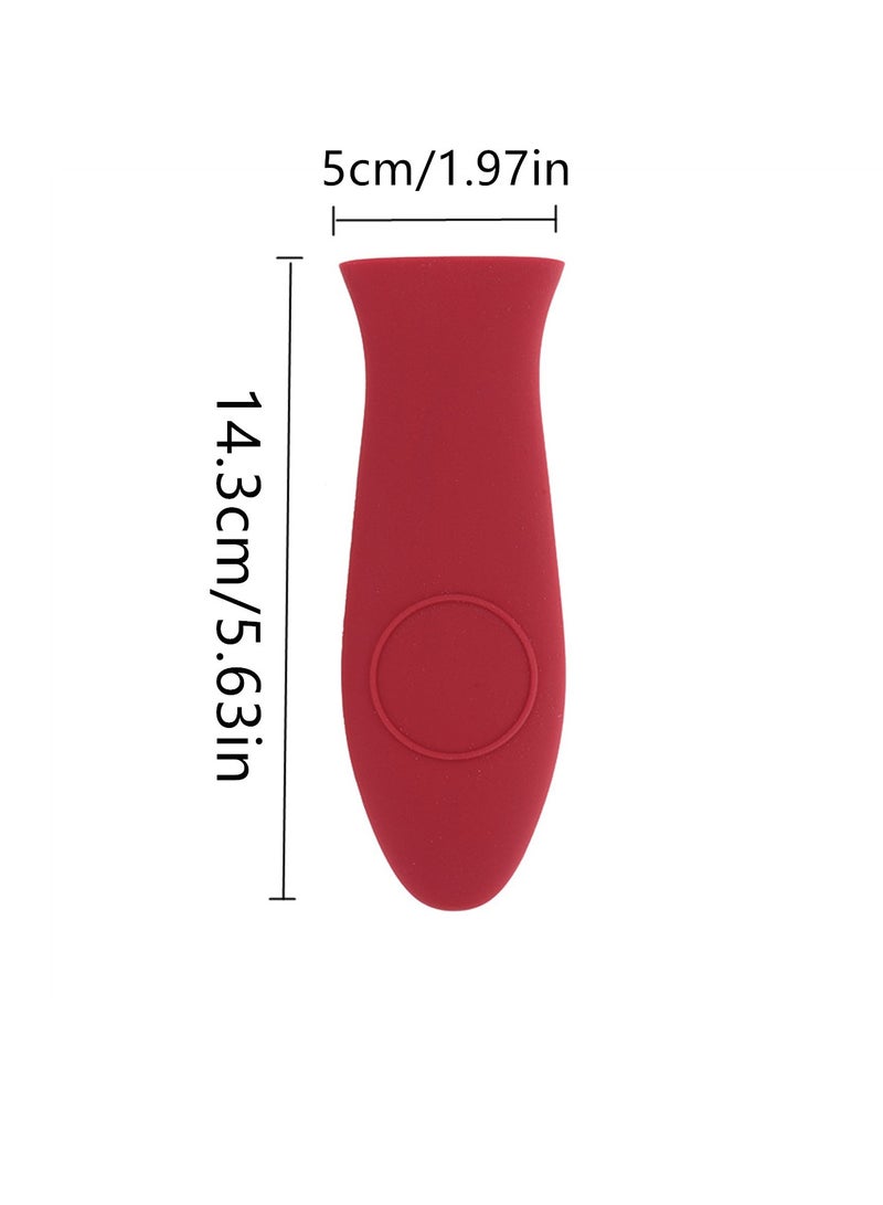 2 قطعة حامل مقبض سيليكون غير قابل للانزلاق لحامل مقابض سيليكون للقدور غطاء مقبض مكواة للمطبخ في المنزل، أحمر - Image 5