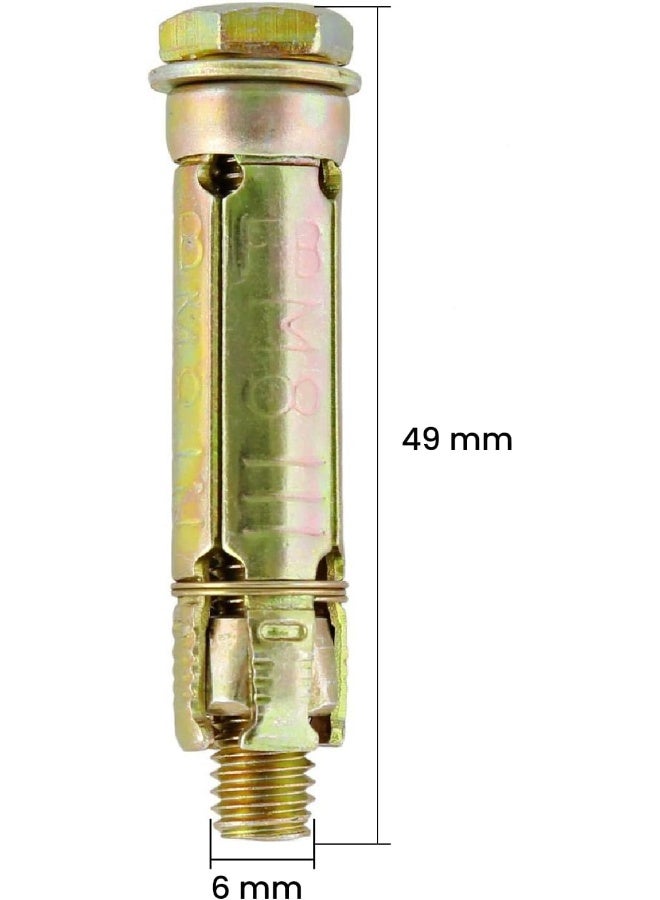 Biella™ Pack Of 5 Screw Bolts Hex Nut Expansion Bolt Sleeve Anchors Heavy Duty Wall Plug For Wall Anchor Caverty Wall Fixings (6mm) - Image 2