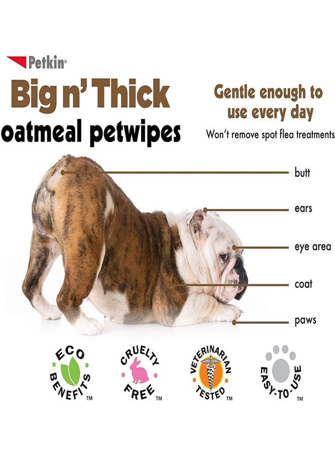 Petkin Big N' Thick Oatmeal Pet Wipes for Dogs and Cats, Wipes Away Daily Dirt and Odor, Cleans Face, Ears, Body and Eye Area, Super Convenient, Ideal for Home or Travel 100 Wipes - Image 4