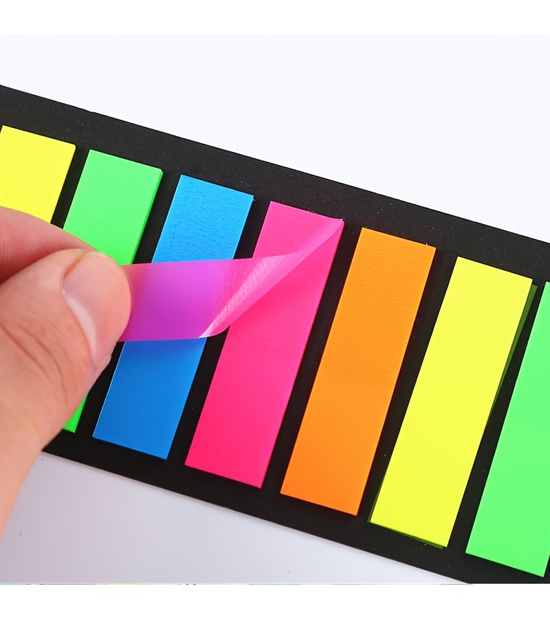 1 Pack 10 Color Flat Head High Quality Multicolor Memo Sticky Notes Bookmark Stickers for Student Office Supplies Easy Tear - Image 1