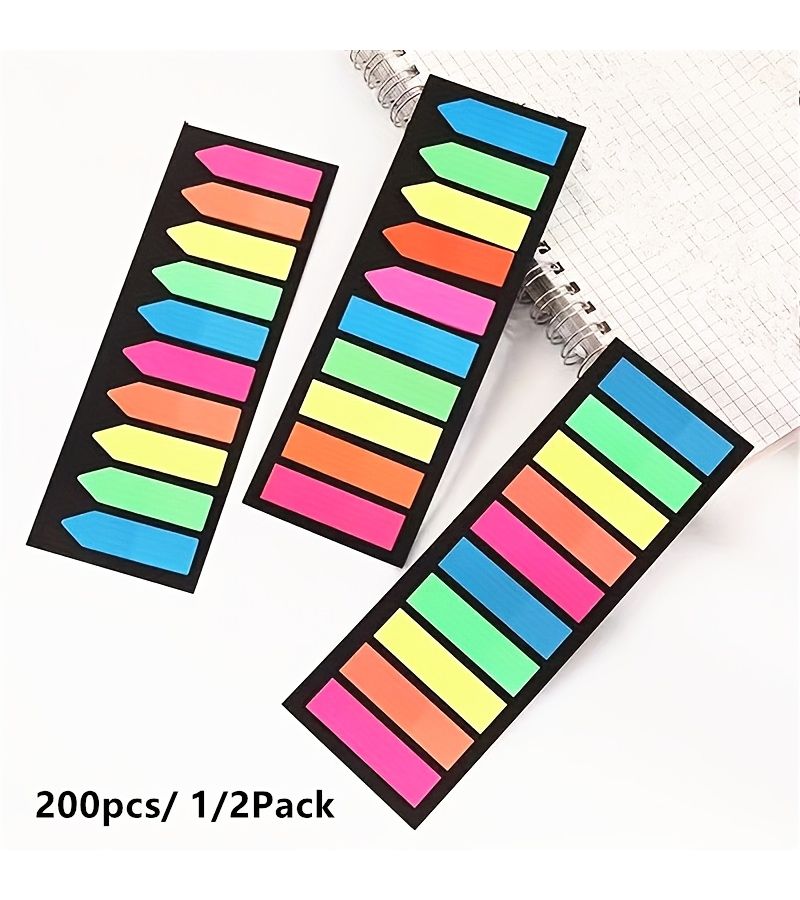 1 Pack 10 Color Flat Head High Quality Multicolor Memo Sticky Notes Bookmark Stickers for Student Office Supplies Easy Tear - Image 2