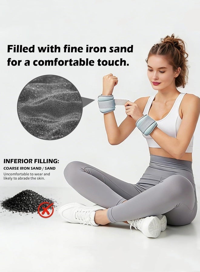 oldlaiben 2Pcs Ankle Weights Leg Arm Weights Wrist Weights with Adjustable Strap Wearable Ankle Weights Strength for Jogging, Running, Walking, Fitness, Gym Workout-2KG Pair (Black) - Image 3