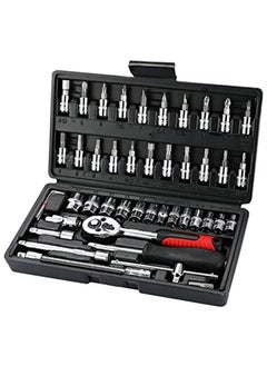 RAQTA 46PCS Auto Mechanics Tool Set - Socket Ratchet Torque Wrench, Extension Bar, Drill Bits, Automobiles Repair - Socket Spanner Set with Box, Car Repair Tool Kit  - Image 1