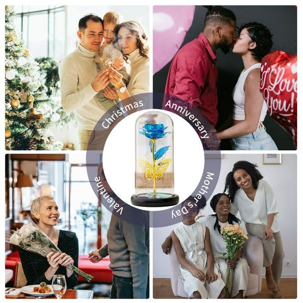 SHREESHANN Rose Flower Gift Forever Rainbow Rose in Glass Dome Light Up Rose Flower Gifts for Girlfriend Mom Sisters Women Valentines Day Birthday Wedding Anniversary Pack Of 1 - Image 5