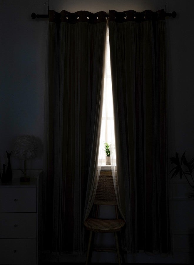 INLINAS 52 x 84 Inches Gold Blackout Curtains with Sheer Layer - Back Tab and Rod Pocket Thermal and Noise Reduction Panels for Bedroom and Living Room Light Blocking and Energy Saving, Set of 2 - Image 4