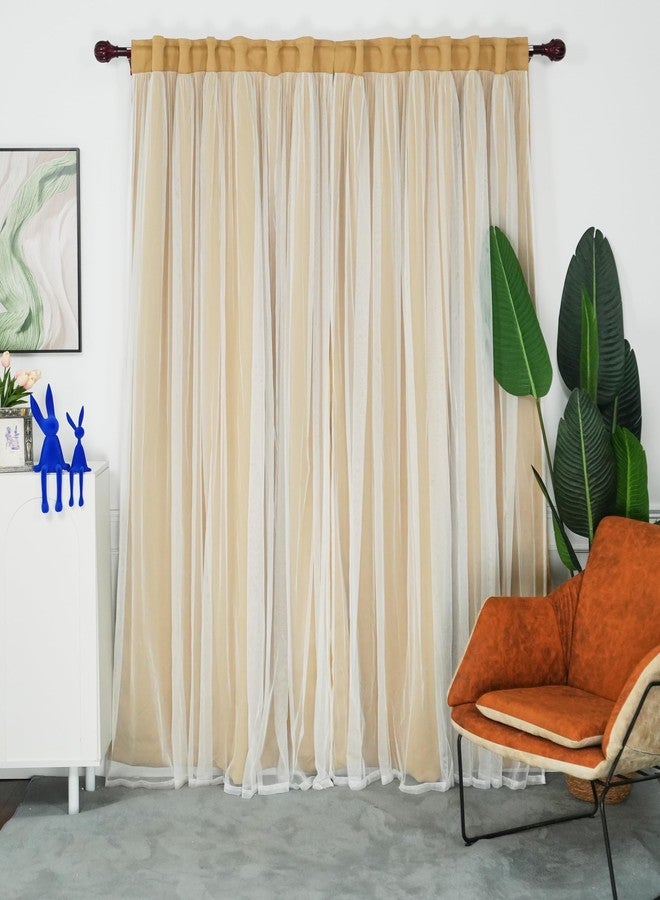 INLINAS 52 x 84 Inches Gold Blackout Curtains with Sheer Layer - Back Tab and Rod Pocket Thermal and Noise Reduction Panels for Bedroom and Living Room Light Blocking and Energy Saving, Set of 2 - Image 2