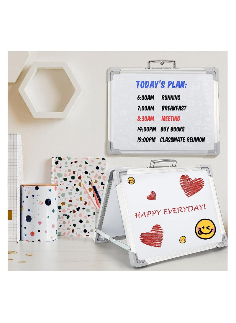SYOSI, Magnetic Dry Erase Whiteboard, Small Double Sided Magnetic Whiteboard, Desktop Vertical Portable Folding White Board for Kids Writing, School Office Teaching Bulletin Board - Image 2