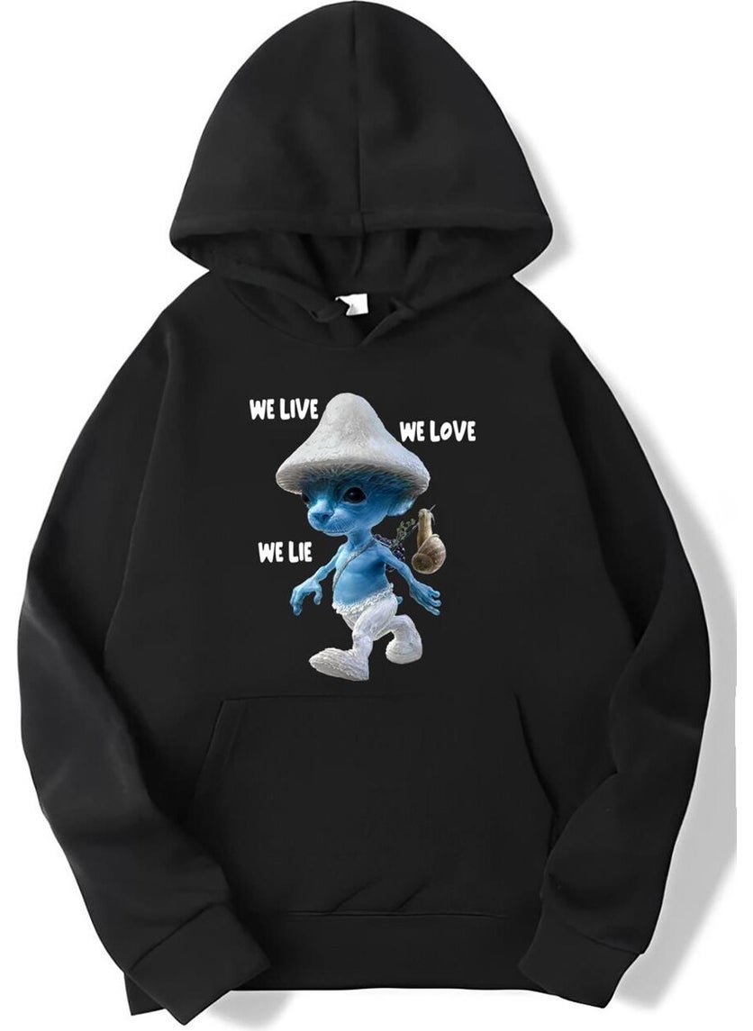 BRZ Collection - Oversize Smurf Cat We Live We Love We Lie Hoodie - Image 1