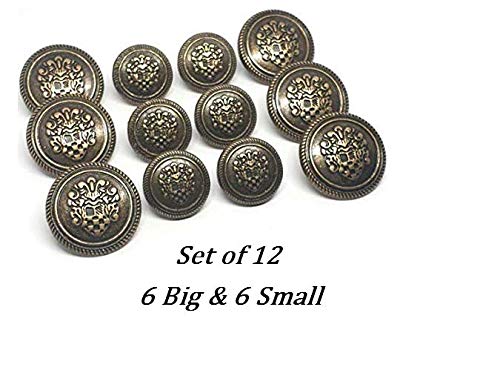 Chimes CHIMES Antique Metal Bronze Round Button for Blazer Suit, Sherwani and Indian Dresses Sports Coat Uniform Jacket Beautiful and Classy Design (Bronze 12 Coat Button) - Image 2