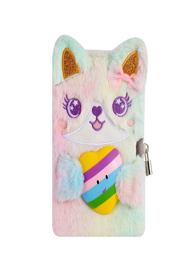 YankMooM Fox Diary with Lock for Girls, Pink Secret Kids Journal with Relief Pressing Toy Hardcover Fluffy Tie-Dye Notebook for Writing and Drawing - Image 1