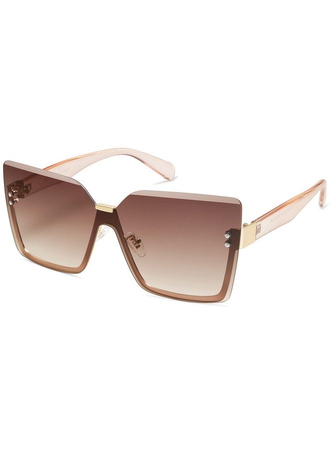 Sojos Trendy Square Oversized Sunglasses Womens Big Rimless Uv400 Ladies Shades Sj1160, Brown Gradient Pink Lens/Light Brown Temples  - Image 1
