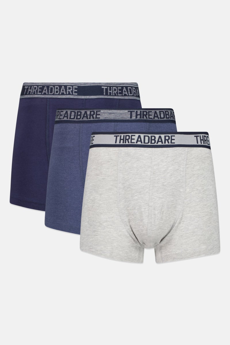 Threadbare Men 3 Pieces Brand Logo Boxers, Multicolor - Image 1