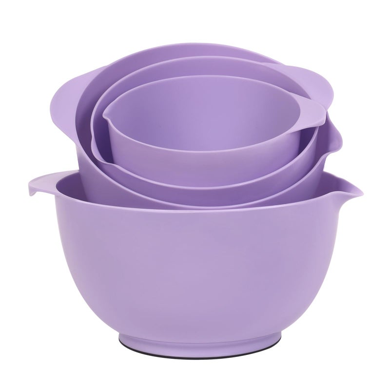 BoxedHome Nesting Plastic Mixing Bowl Set, 4 Piece Mixing Bowl Set with Pour Spouts, Size 1.7, 2.5, 3.5 and 4.5qt, for Prepping, Mixing, Baking, Cooking(2023 New Version, Purple) - Image 5