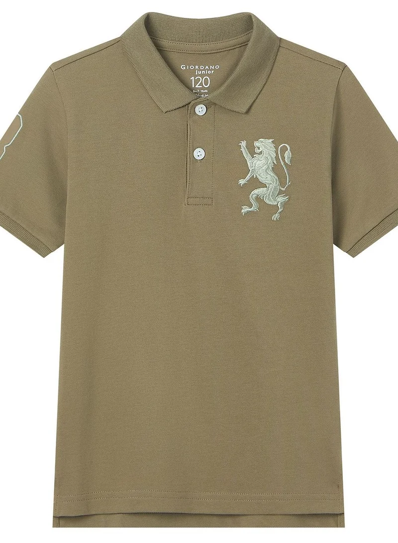 GIORDANO  Kids’ Slim Fit Lion Embroidered Cotton Polo  | Best Price UAE