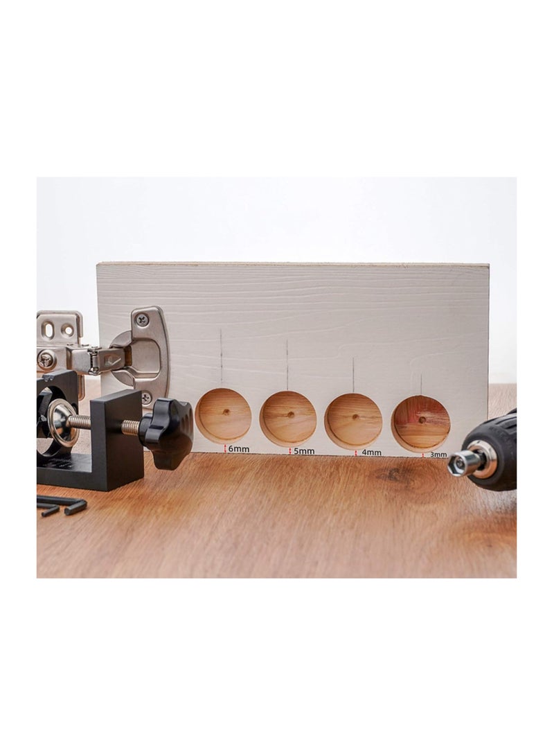 Cobest Aluminum Alloy Hinge Drilling Hole Puncher, Cabinet Door Hinge Jig With 35mm Drill Guide Locator Dowel Jig, Edge Distance Adjust With Clamp Woodworking Practical, Hole Woodworking Doweling Jig - Image 4