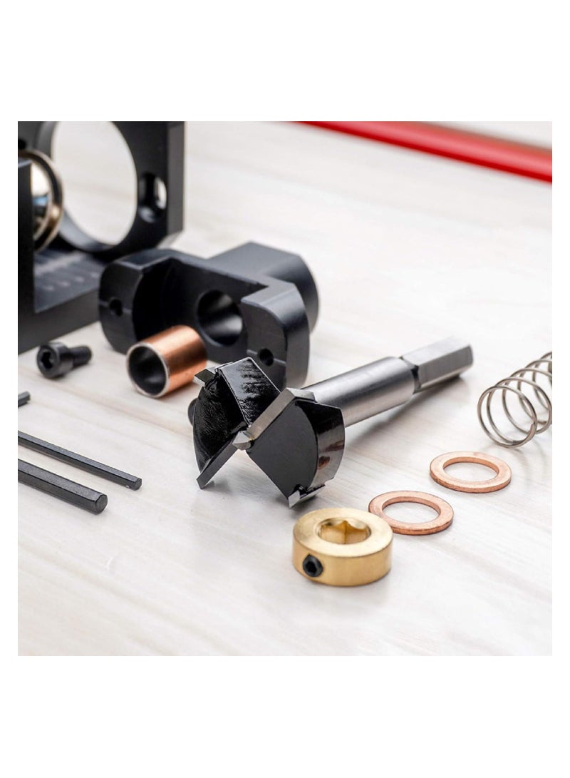 Cobest Aluminum Alloy Hinge Drilling Hole Puncher, Cabinet Door Hinge Jig With 35mm Drill Guide Locator Dowel Jig, Edge Distance Adjust With Clamp Woodworking Practical, Hole Woodworking Doweling Jig - Image 3