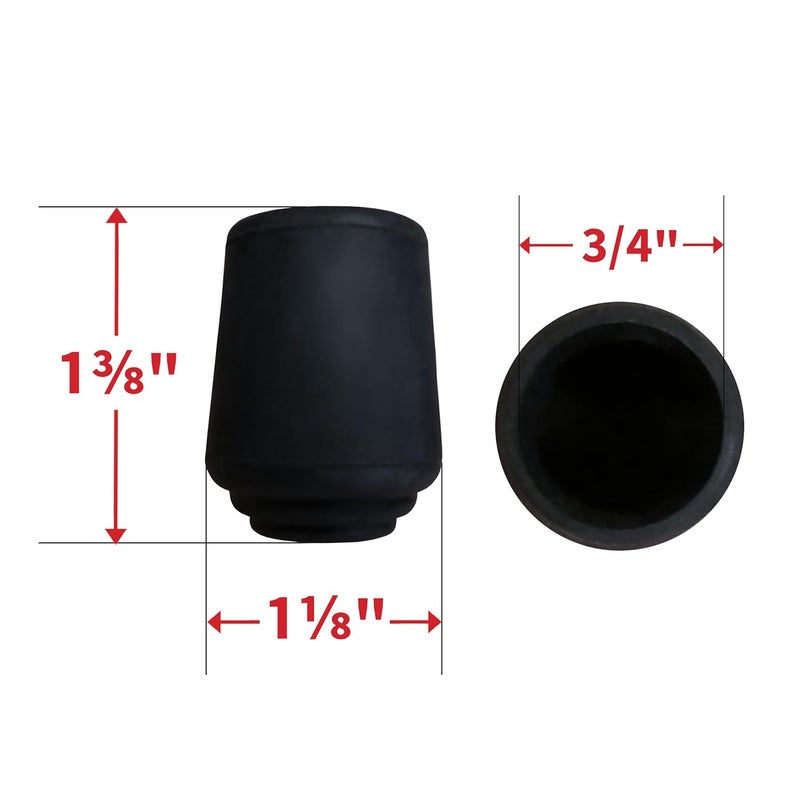 SoftTouch Rubber Leg Tip 4 Pieces 34 Black - Image 3