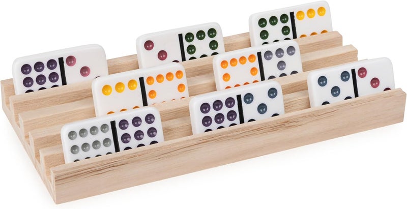Spin Master Games Wood Domino Racks, Set of 4 Trays for Mexican Train and Other Dominoes Games, for Families and Kids Ages 8 and up - Image 2
