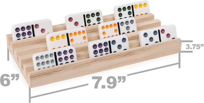 Spin Master Games Wood Domino Racks, Set of 4 Trays for Mexican Train and Other Dominoes Games, for Families and Kids Ages 8 and up - Image 4
