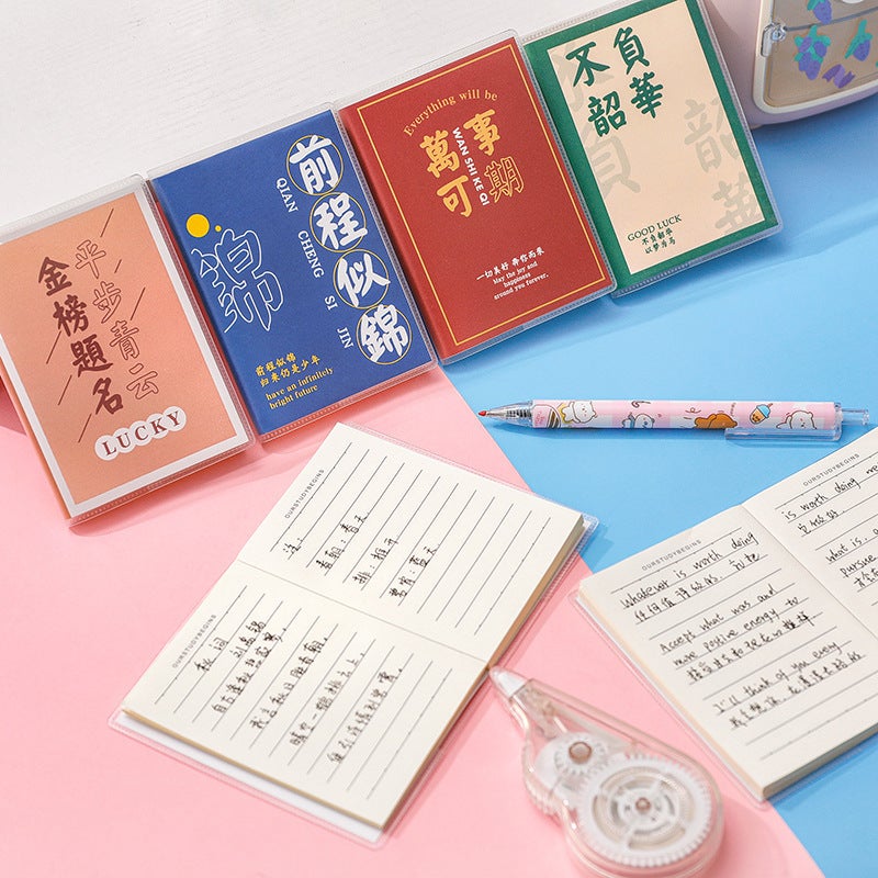 Inspirational Text Plastic Cover Book Primary School Student A7 Portable Message Notebook Junior High School Student Italian Practical Reward Stationery Gift - Image 4