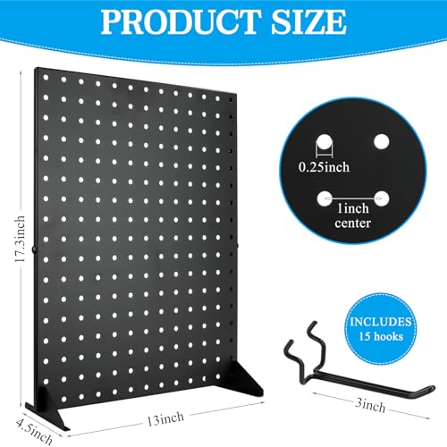 VACONICO Metal Pegboard Display Stand with 15 Peg Hooks Tabletop Pegboard Shelf for Craft Shows Fairs Retail Stores Vendors Arts and Crafts Finishing 17x13 Inch Black - Image 3