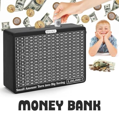 BELOXY Money Saving Box for Kids and Adults | Wooden Money Bank with Lock | Big Size Piggy Bank 2 Lakh Target | 1 Lakh Saving Box with Numbers | Undiyal Hundi Pig (NEW 1 Lakh Plastic Money Saving Box) - Image 3