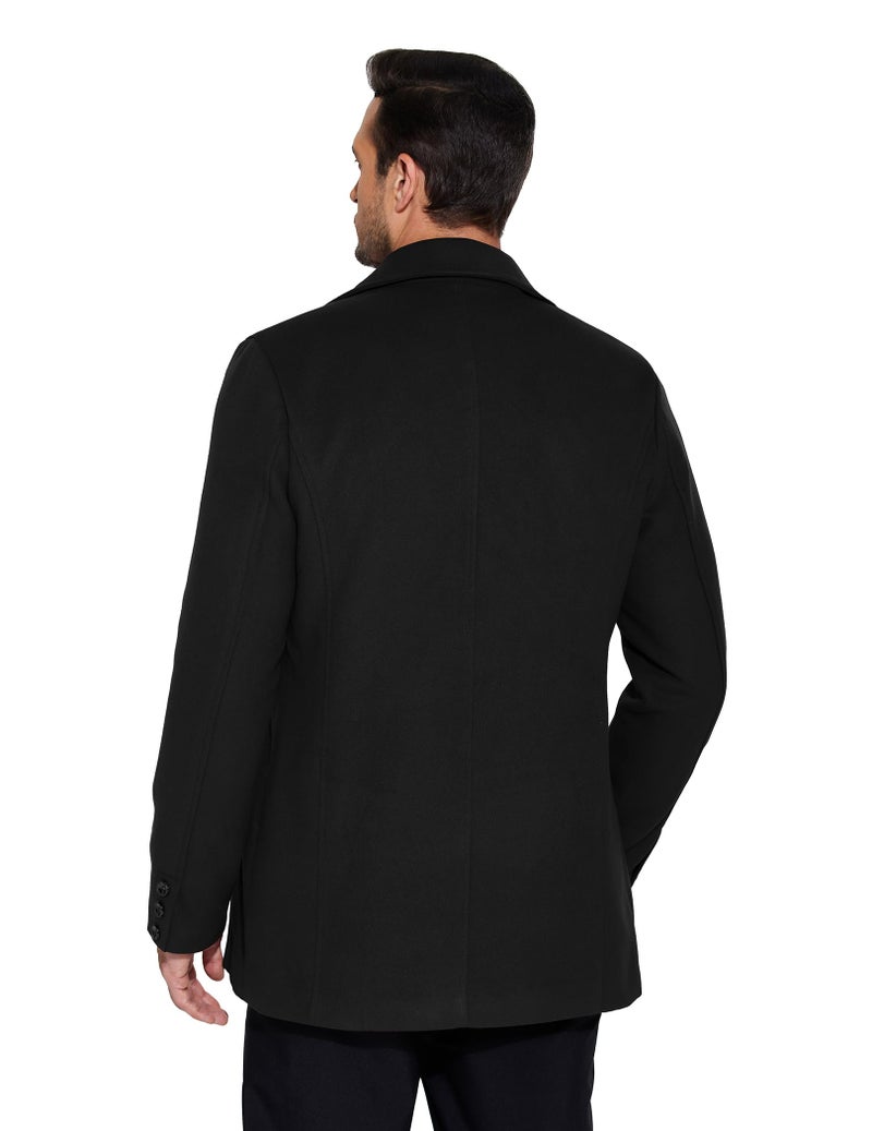 COOFANDY Men Double Breasted Peacoat Wool Blend Trench Coat Short Winter Coats for Men - Image 2