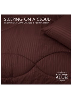Hotel Linen Klub Down Alternative Comforter  Set -Ultra Soft Brushed Stripe Microfiber Fabric, 200GSM Soft Fibersheet Filling, Size : Double  220 x 240cm , Color: Chocolate  - Image 4
