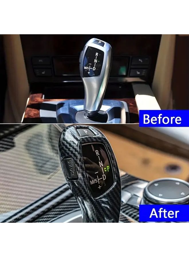 Carbon Fiber Texture Shift Knob Cover Compatible with BMW X5 X6 E70 E71 5 Series 2008 2017 - Image 3