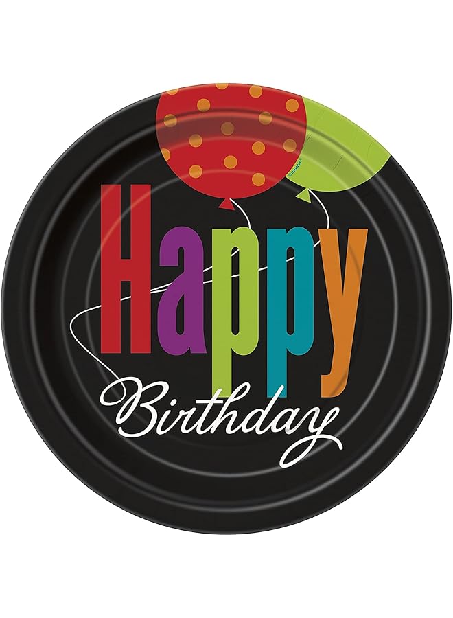 Unique Birthday Cheer Paper Plate 8 Pieces, 9 Inch Diameter - Image 1