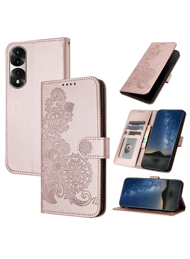 اس-توب جراب لهاتف Honor 70 Pro، مصنوع من الجلد المنقوش بزهرة الداتورة - Image 1