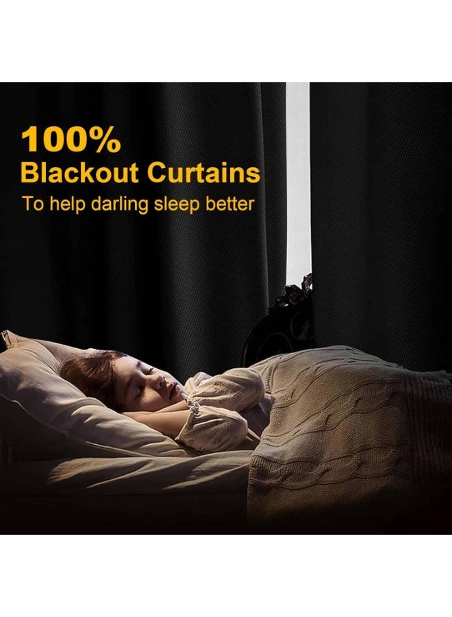 أنمي ستائر تعتيم 200 * 145 سنتيمتر ، ستائر تعتيم ذاتية الصنع لغرفة النوم وغرفة المعيشة والحمام والعلية (أسود) - Image 5