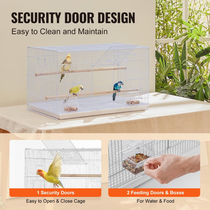 VEVOR 30-inch Flight Bird Cage, Stackable Bird Cage for Small Parrots Canaries Cockatiels Lovebirds Finches Budgies Conures Macaws Pet Travel Birdcage with Handle and Perches - Image 4