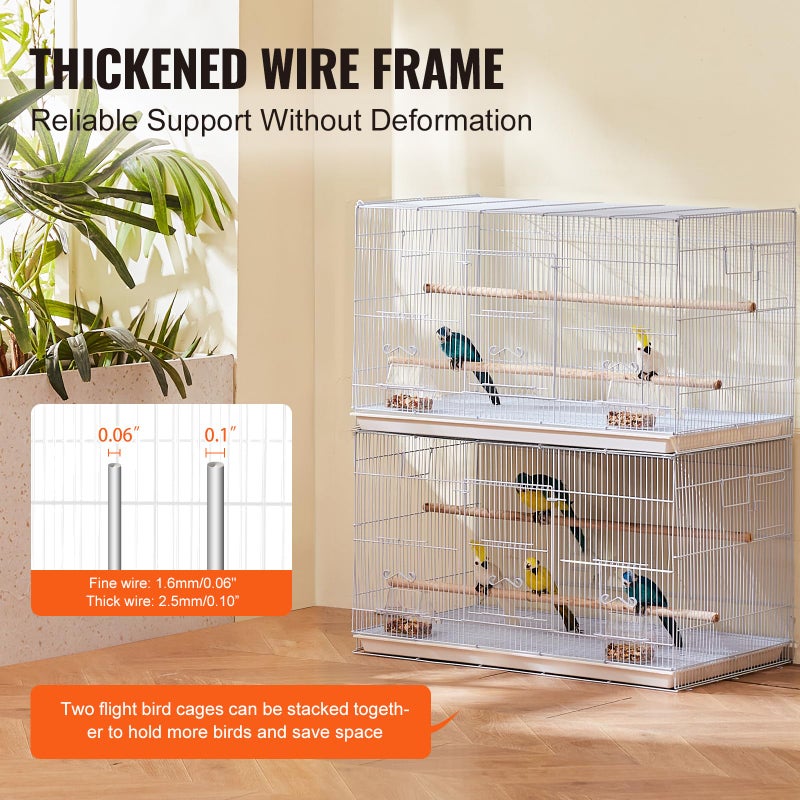 VEVOR 30-inch Flight Bird Cage, Stackable Bird Cage for Small Parrots Canaries Cockatiels Lovebirds Finches Budgies Conures Macaws Pet Travel Birdcage with Handle and Perches - Image 3