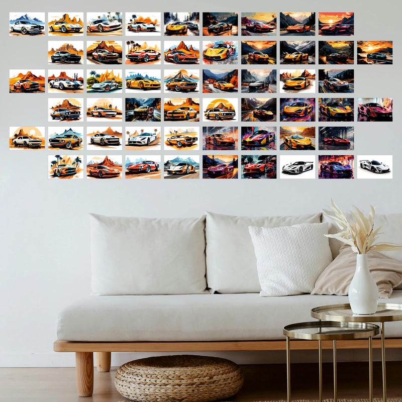 SAW Mini Vintage Car Prints Poster Wall Collage kit - Pack Of 54 | 4 x 6 Inches | Aesthetic Artwork Posters | Classic Retro Car Collage Kit for Room, Garage & Office |Antique Automobile Wall Art Décor - Image 3