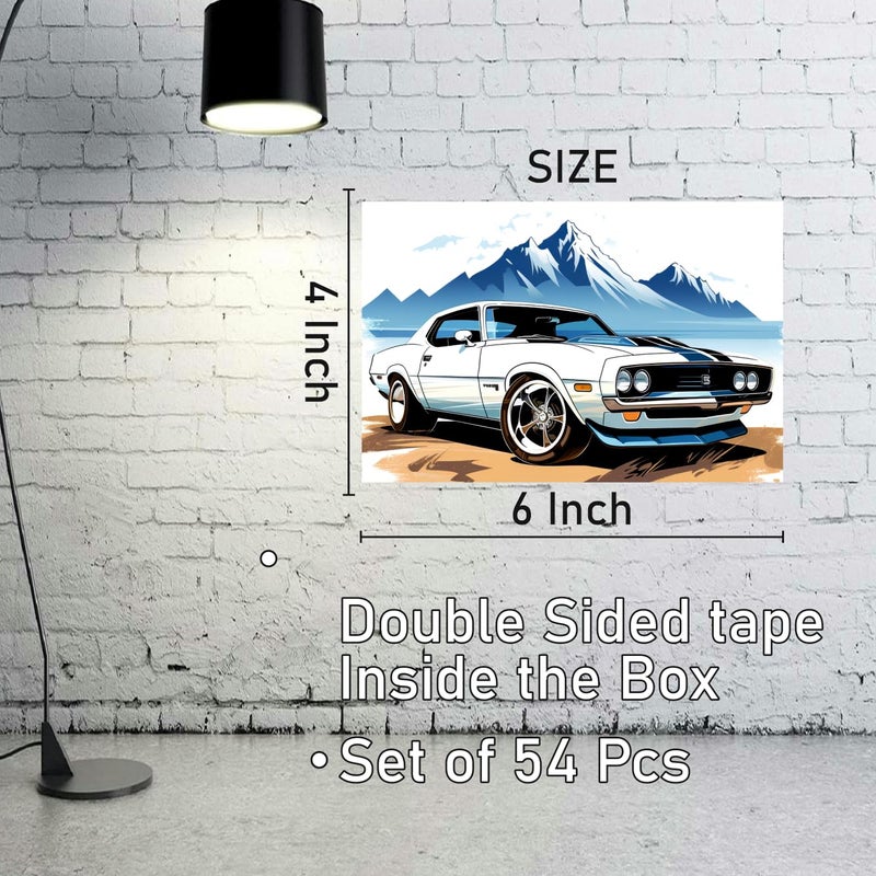 SAW Mini Vintage Car Prints Poster Wall Collage kit - Pack Of 54 | 4 x 6 Inches | Aesthetic Artwork Posters | Classic Retro Car Collage Kit for Room, Garage & Office |Antique Automobile Wall Art Décor - Image 4
